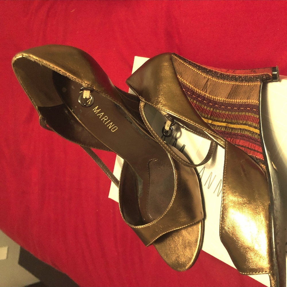 Bronze / Gold Metallic Wedge Heels